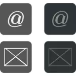 Illustration vectorielle d'ensemble de boutons de courriel en niveaux de gris